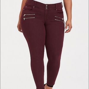 Torrid • Maroon Multi Zipper Jegging Jean